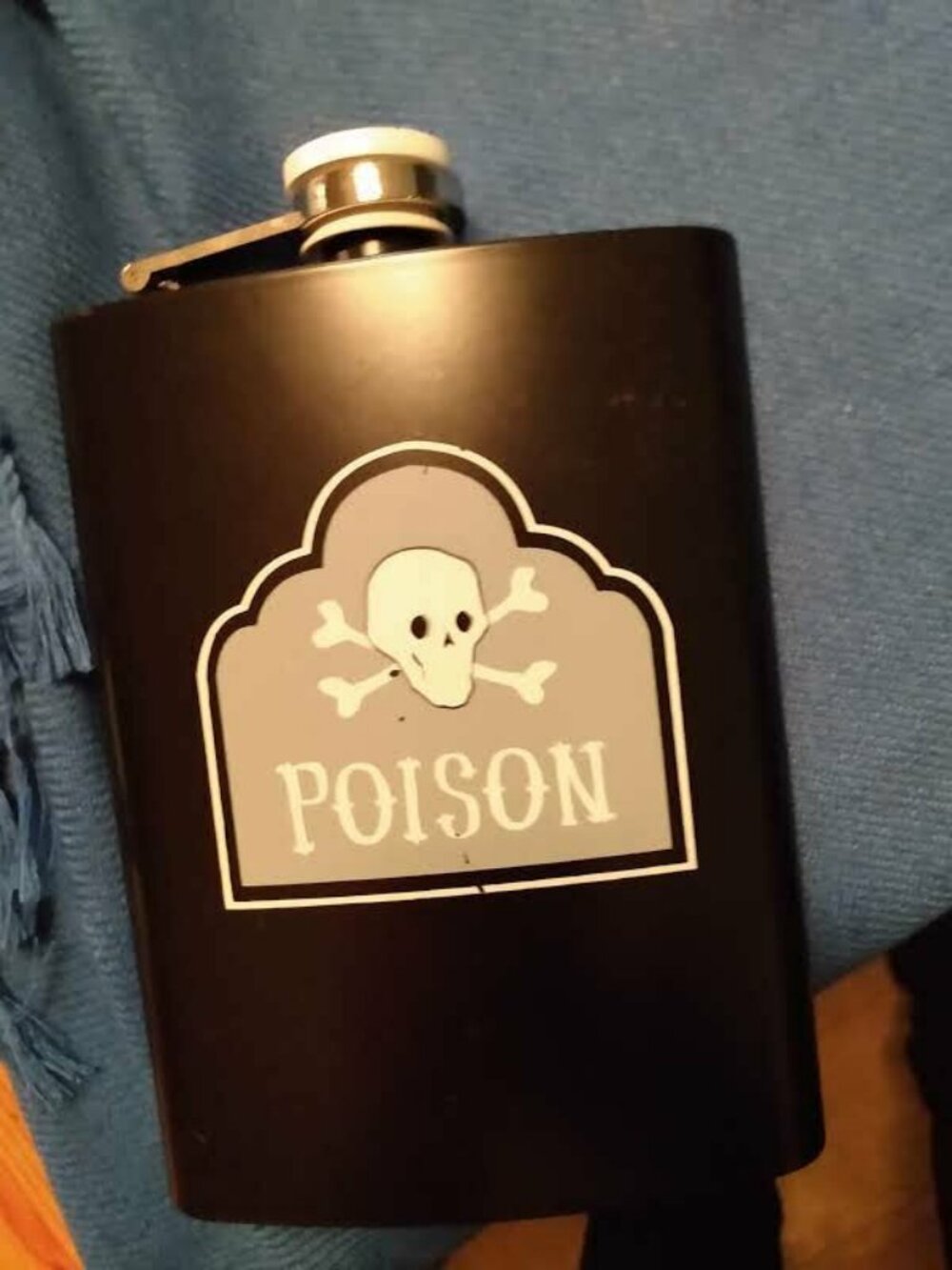 Wine Liquor Flask Stainless Steel 8 ounce  Printed POISON